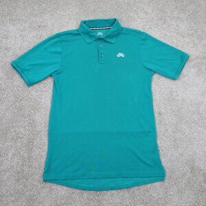 Nike SB Pique Polo Shirt Men Small Green Dri-Fit Vented Cotton/Poly S/S Pullover